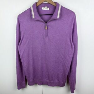 Kinross Cashmere Quarter Zip Silk Cotton Lavender Purple Sweater Mens Medium